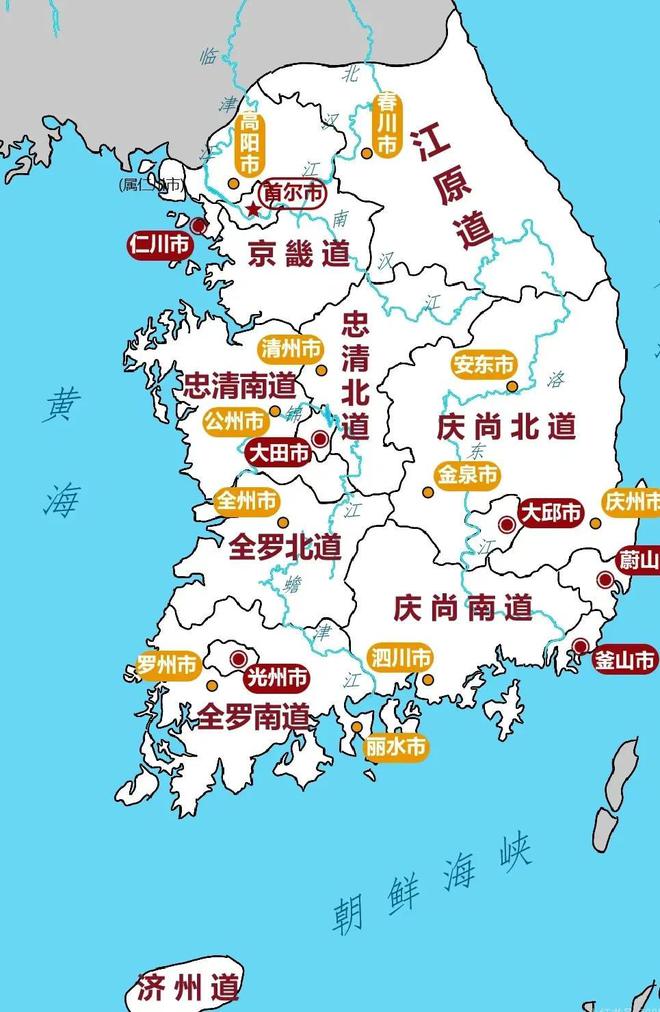 韩国版地图像坐立的猪三大城市首尔、釜山和仁川位置很尴尬(图3)