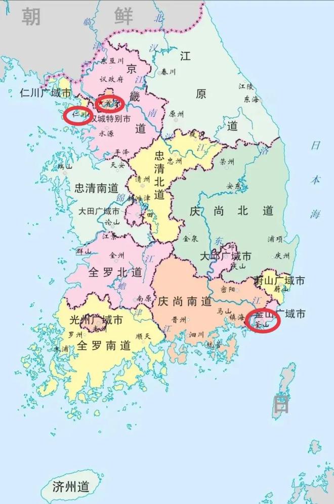 韩国版地图像坐立的猪三大城市首尔、釜山和仁川位置很尴尬(图4)